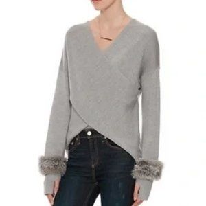 NEW Derek Lam x Intermix Sweater Rabbit Fur Accent